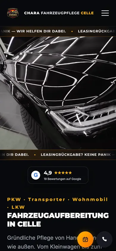 Fahrzeugpflege Celle: Website auf dem Handy