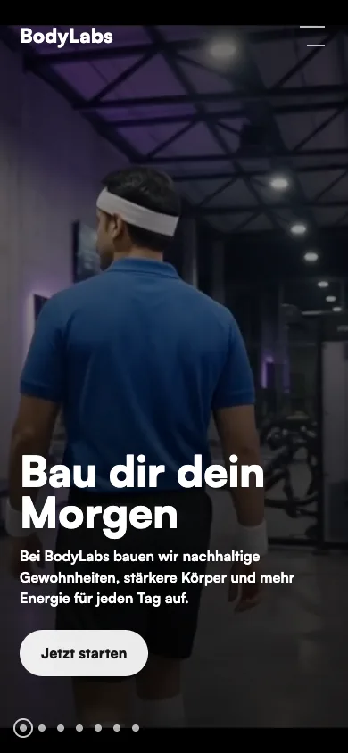 Personal-Training-Website-Demo auf dem Handy