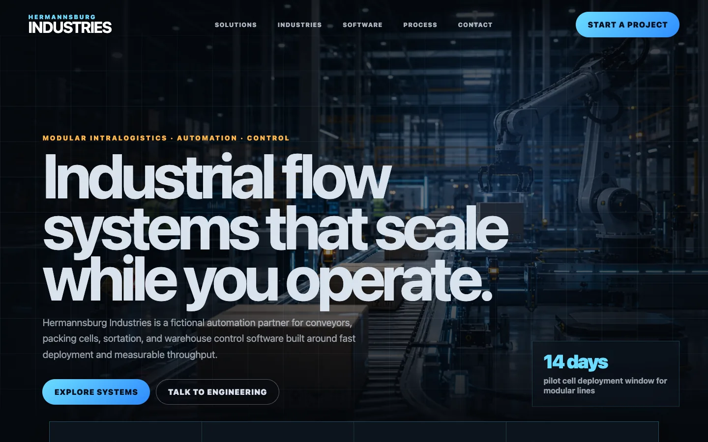 Industrie-Website-Demo am Desktop