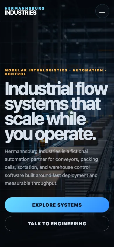 Industrie-Website-Demo auf dem Handy