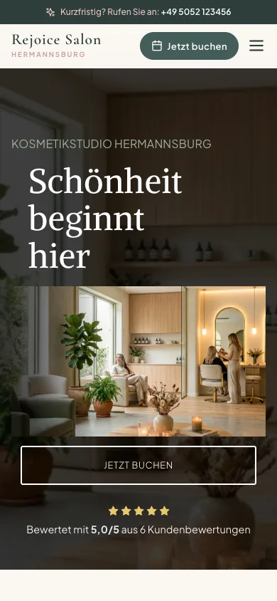 Kosmetikstudio-Website-Demo auf dem Handy