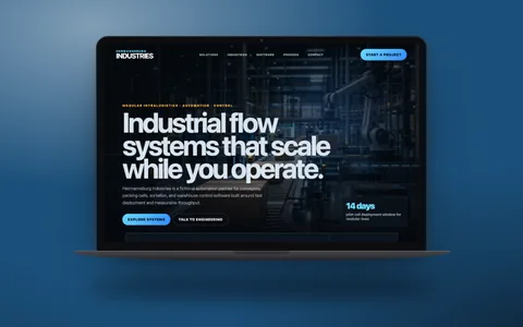 Industrie-Website-Demo (Design-Konzept): Website auf einem Laptop
