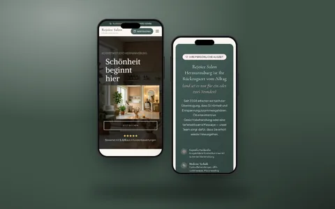 Kosmetikstudio-Website-Demo (Design-Konzept): Website auf zwei Handys