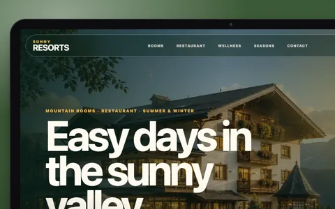 Berghotel-Website-Demo (Design-Konzept): Ausschnitt der Startseite