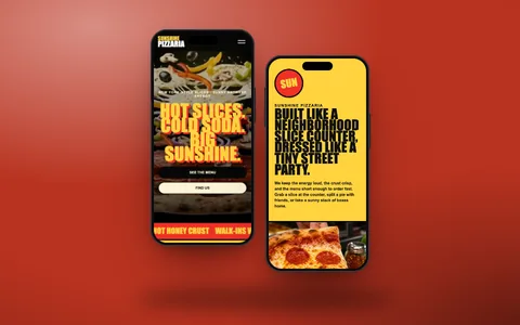 Pizzeria-Website-Demo (Design-Konzept): Website auf zwei Handys