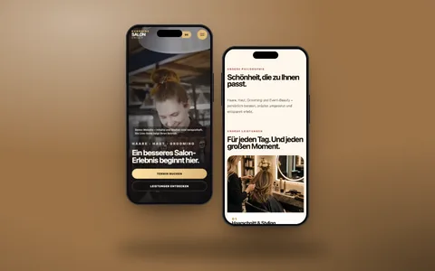 Salon-Website-Demo (Design-Konzept): Website auf zwei Handys