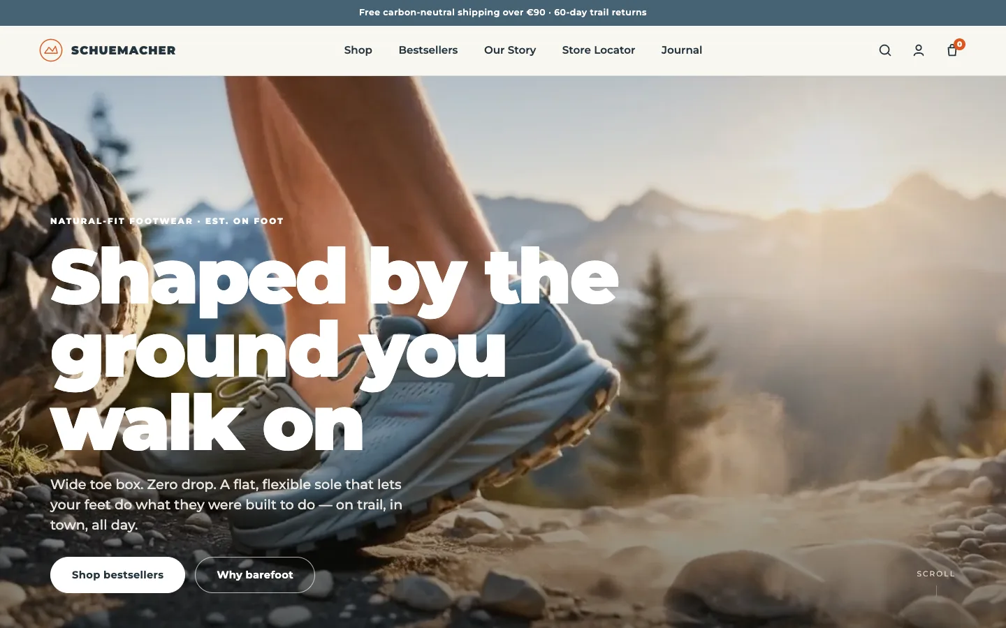 Schuh-Onlineshop-Demo am Desktop