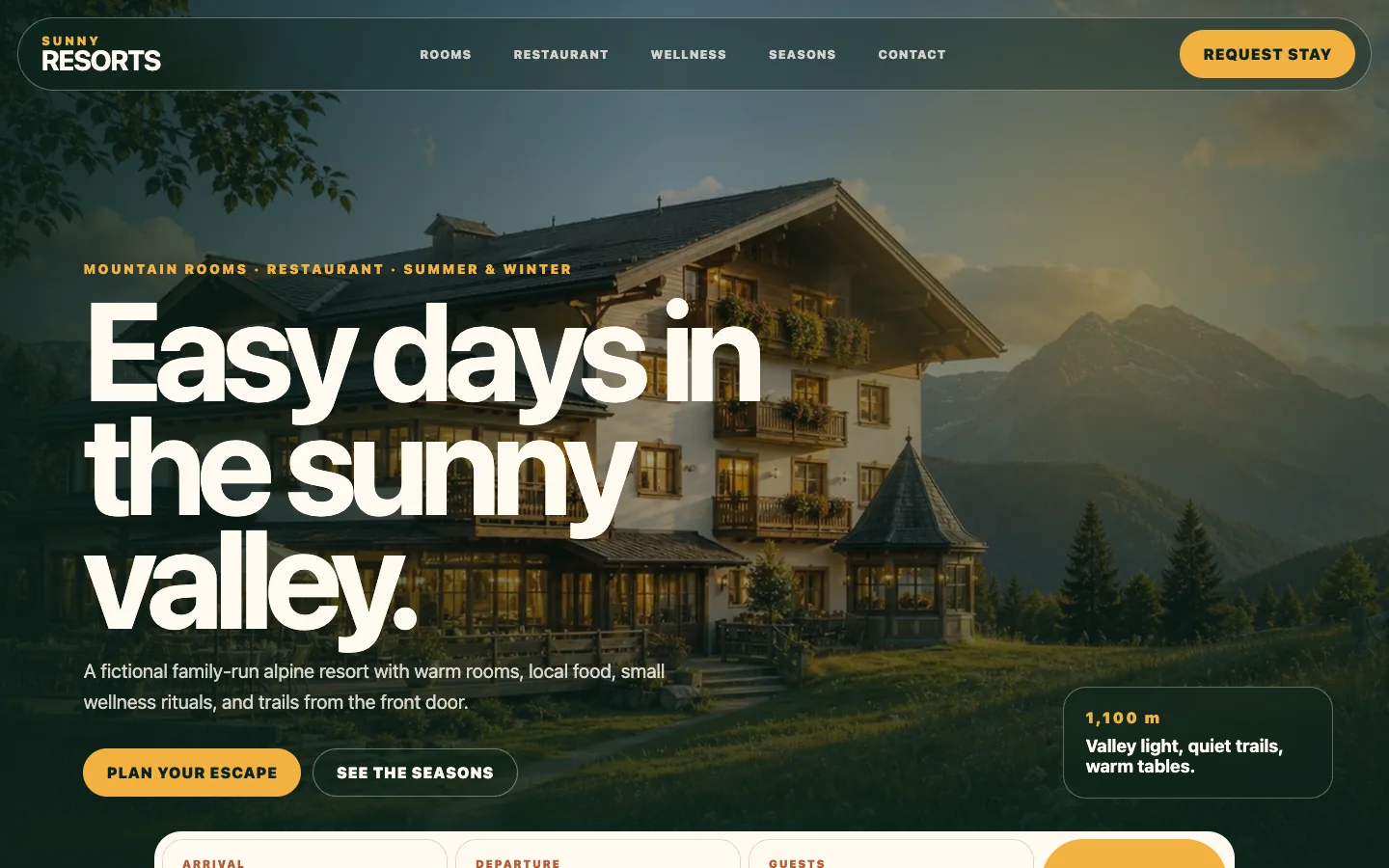 Berghotel-Website-Demo am Desktop