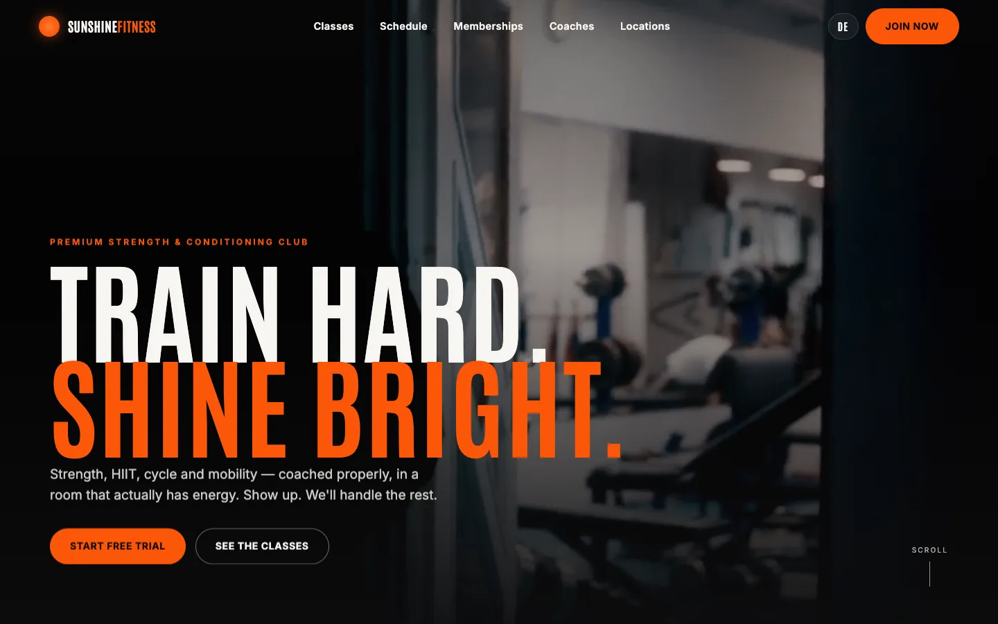 Fitnessstudio-Website-Demo am Desktop
