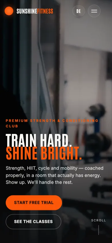 Fitnessstudio-Website-Demo auf dem Handy