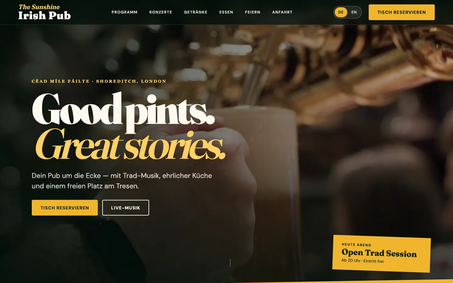 Pub-Website-Demo am Desktop