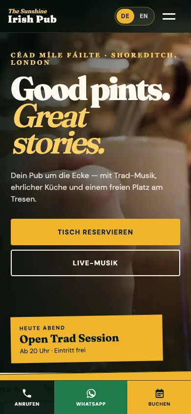 Pub-Website-Demo auf dem Handy