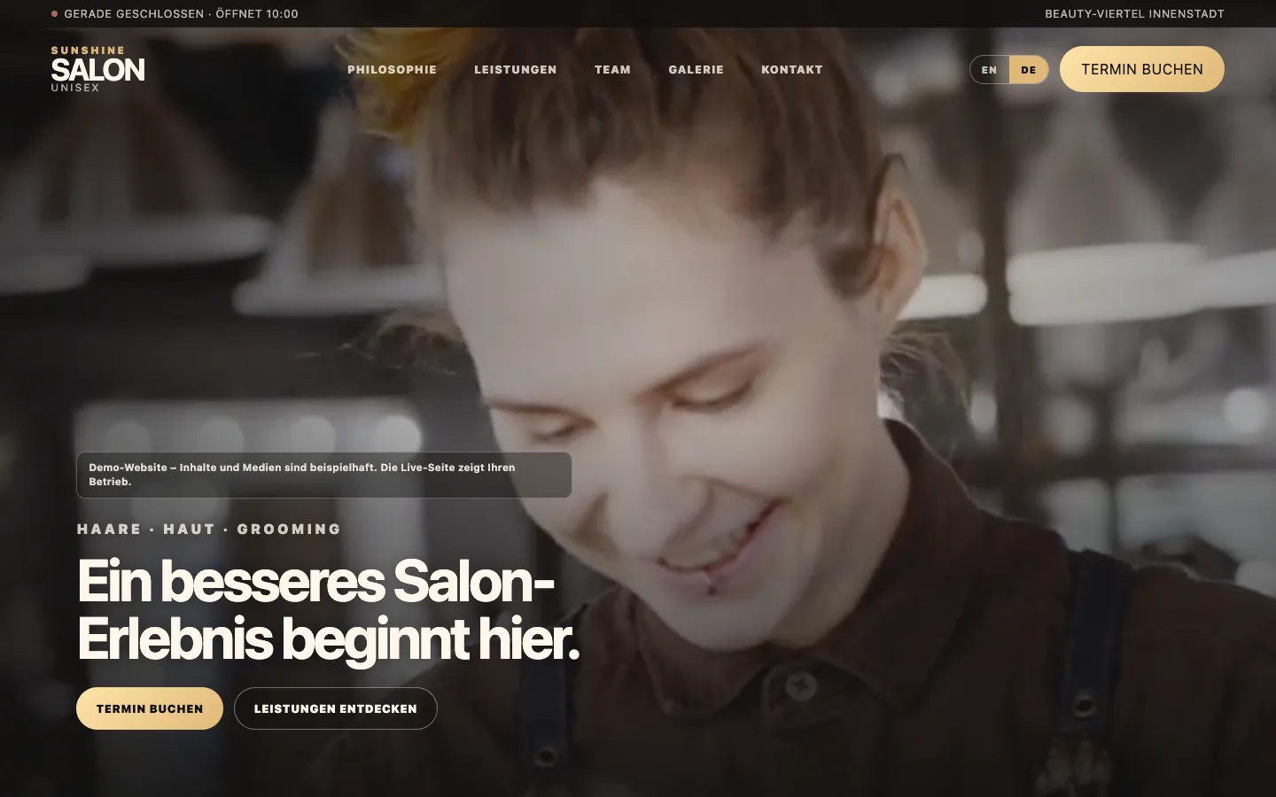 Salon-Website-Demo am Desktop