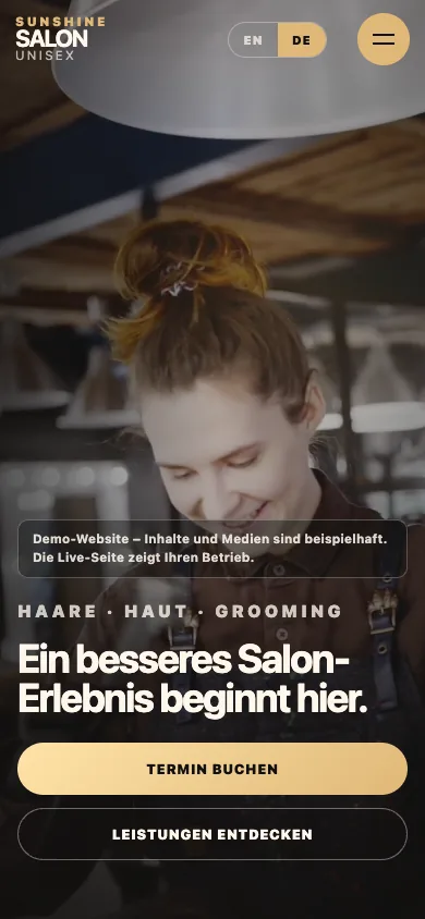 Salon-Website-Demo auf dem Handy