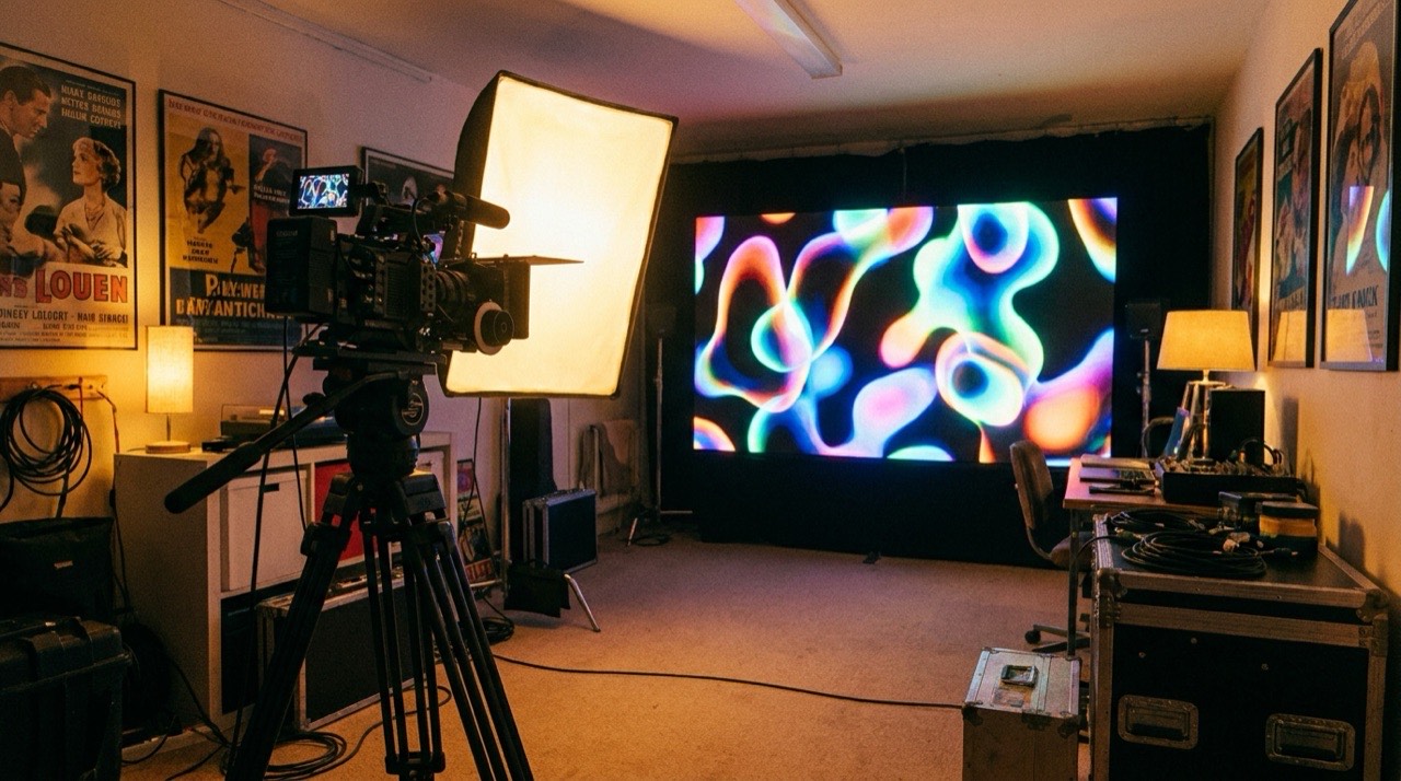 Kleines Videostudio mit Kamera und Licht