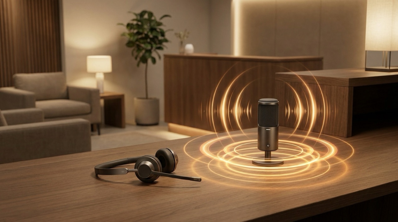 Headset und Mikrofon mit Schallwellen-Licht